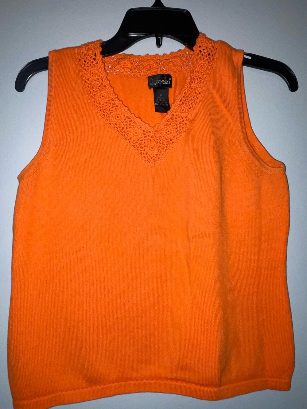 🍊Rafaella Orange Crochet V-Neck Sleeveless Top